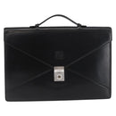 LOEWE Business Bag Leather Black Silver Auth BAZ025-13