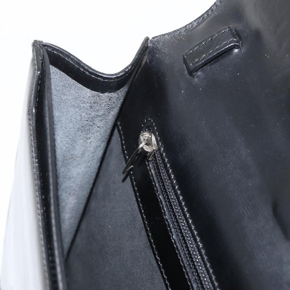 LOEWE Business Bag Leather Black Silver Auth BAZ025
