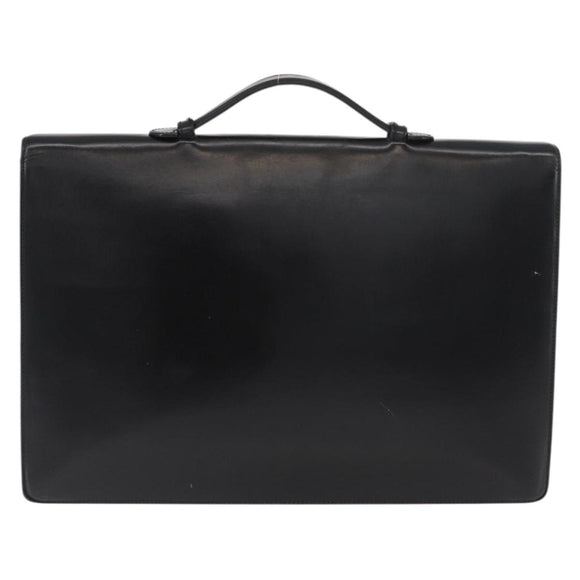 LOEWE Business Bag Leather Black Silver Auth BAZ025