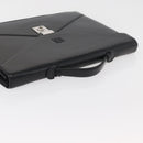 LOEWE Business Bag Leather Black Silver Auth BAZ025-6