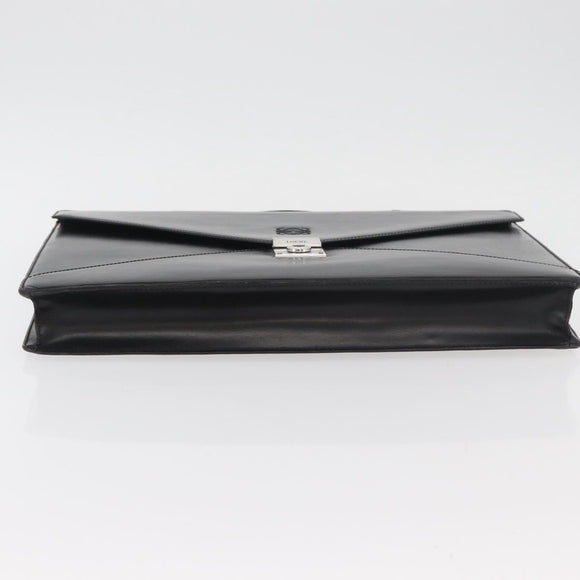 LOEWE Business Bag Leather Black Silver Auth BAZ025