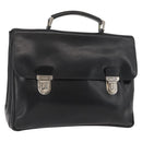 PRADA Business Bag Leather Black Silver Auth BAZ026-1