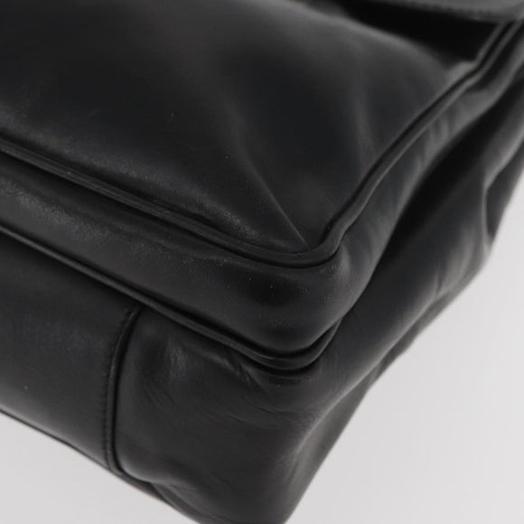 PRADA Business Bag Leather Black Silver Auth BAZ026