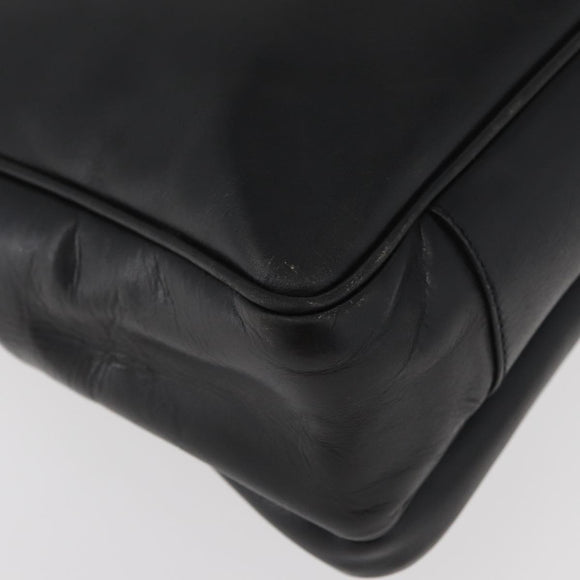 PRADA Business Bag Leather Black Silver Auth BAZ026