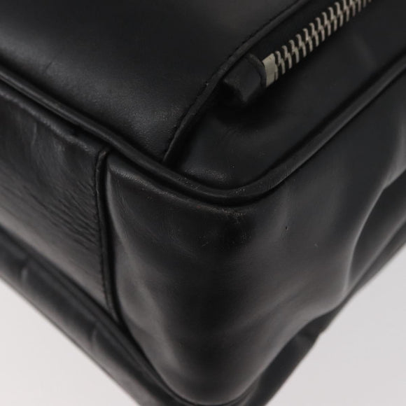 PRADA Business Bag Leather Black Silver Auth BAZ026