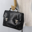 PRADA Business Bag Leather Black Silver Auth BAZ026-24