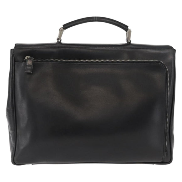 PRADA Business Bag Leather Black Silver Auth BAZ026