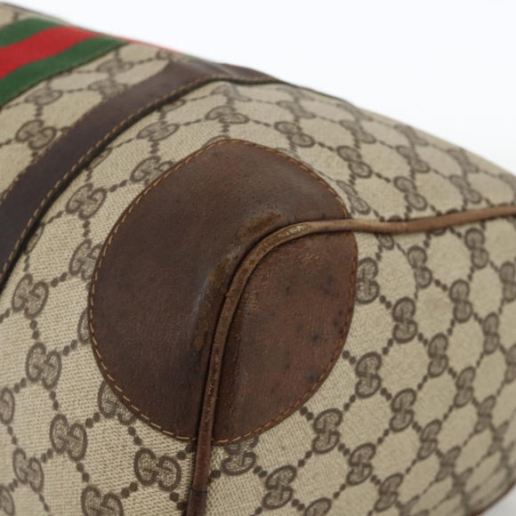 GUCCI GG Supreme Web Sherry Line Hand Bag PVC Beige Gold Auth BAZ031