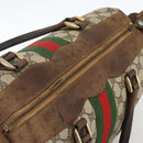 GUCCI GG Supreme Web Sherry Line Hand Bag PVC Beige Gold Auth BAZ031-6