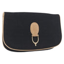 GUCCI GG Canvas Shoulder Bag Black Gold Auth BAZ042-1