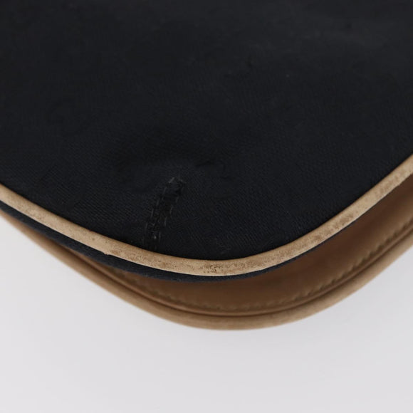 GUCCI GG Canvas Shoulder Bag Black Gold Auth BAZ042