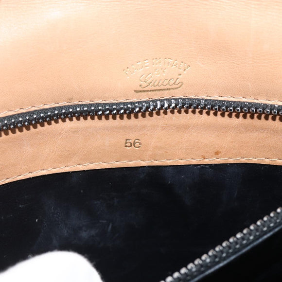 GUCCI GG Canvas Shoulder Bag Black Gold Auth BAZ042