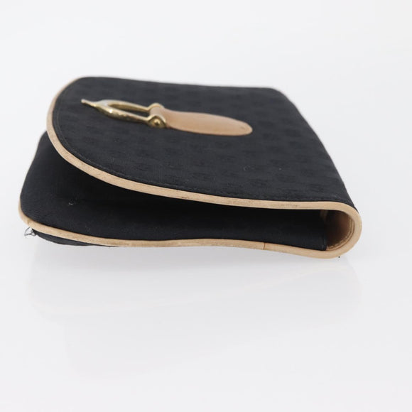 GUCCI GG Canvas Shoulder Bag Black Gold Auth BAZ042