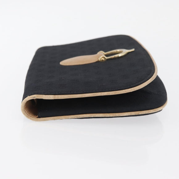 GUCCI GG Canvas Shoulder Bag Black Gold Auth BAZ042