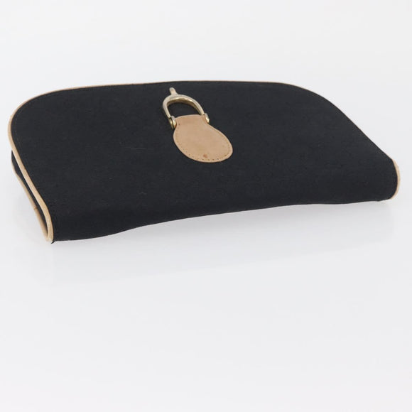 GUCCI GG Canvas Shoulder Bag Black Gold Auth BAZ042