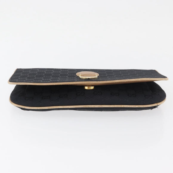 GUCCI GG Canvas Shoulder Bag Black Gold Auth BAZ042