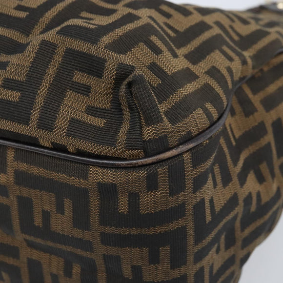 FENDI Zucca Canvas Tote Bag Black Brown Auth BAZ045