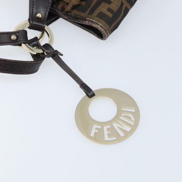 FENDI Zucca Canvas Tote Bag Black Brown Auth BAZ045