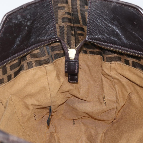 FENDI Zucca Canvas Tote Bag Black Brown Auth BAZ045