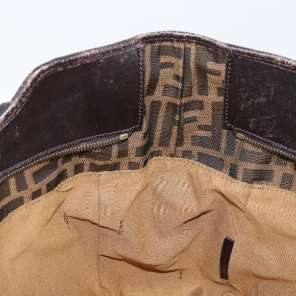 FENDI Zucca Canvas Tote Bag Black Brown Auth BAZ045