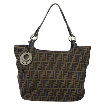 FENDI Zucca Canvas Tote Bag Black Brown Auth BAZ045 - 0