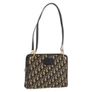 Christian Dior Trotter Canvas Shoulder Bag Navy Gold Auth BAZ047-1