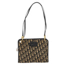 Christian Dior Trotter Canvas Shoulder Bag Navy Gold Auth BAZ047-13