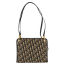 Christian Dior Trotter Canvas Shoulder Bag Navy Gold Auth BAZ047-2