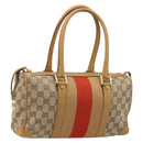 GUCCI GG Canvas Sherry Line Hand Bag Beige Gold 000 0851 Auth BAZ057-1