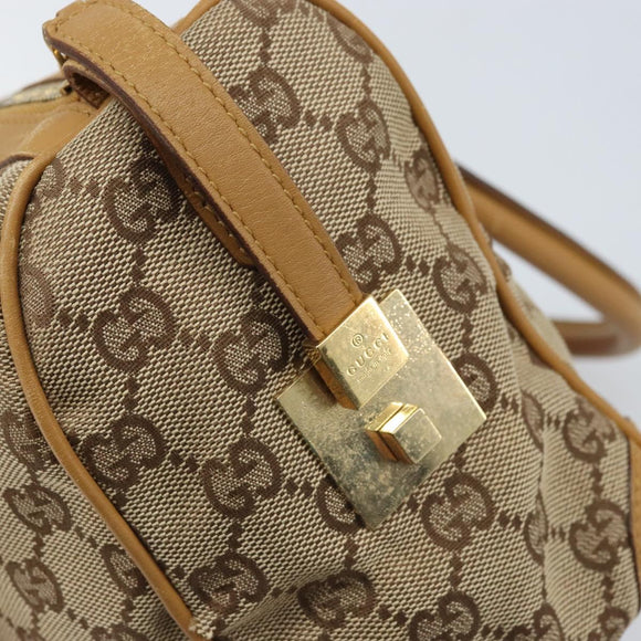 GUCCI GG Canvas Sherry Line Hand Bag Beige Gold 000 0851 Auth BAZ057