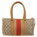 GUCCI GG Canvas Sherry Line Hand Bag Beige Gold 000 0851 Auth BAZ057-2