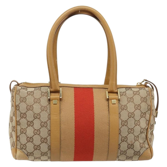 GUCCI GG Canvas Sherry Line Hand Bag Beige Gold 000 0851 Auth BAZ057