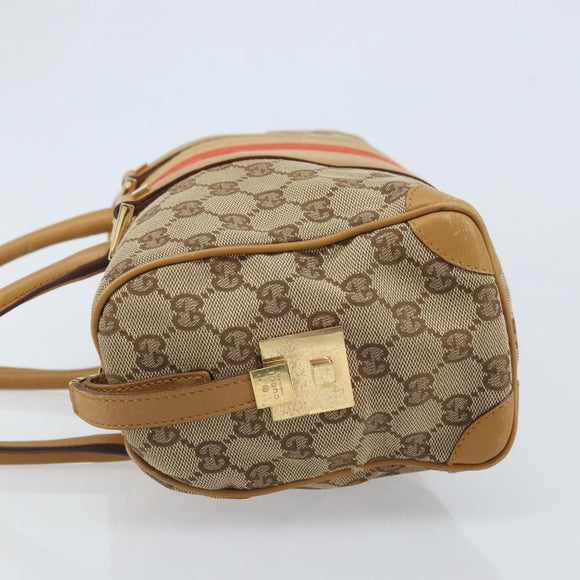 GUCCI GG Canvas Sherry Line Hand Bag Beige Gold 000 0851 Auth BAZ057