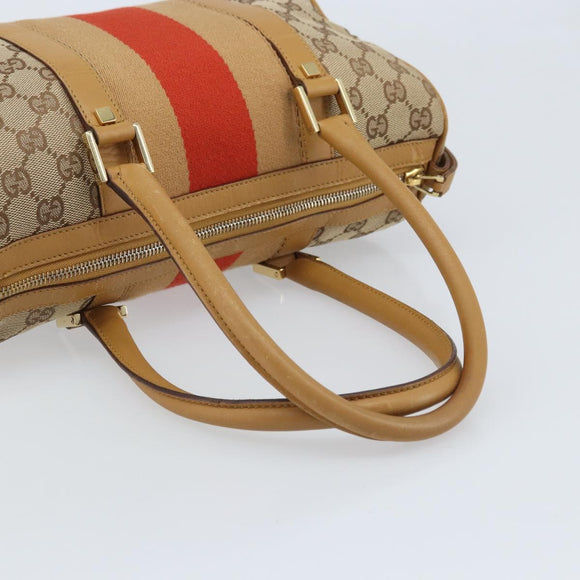 GUCCI GG Canvas Sherry Line Hand Bag Beige Gold 000 0851 Auth BAZ057
