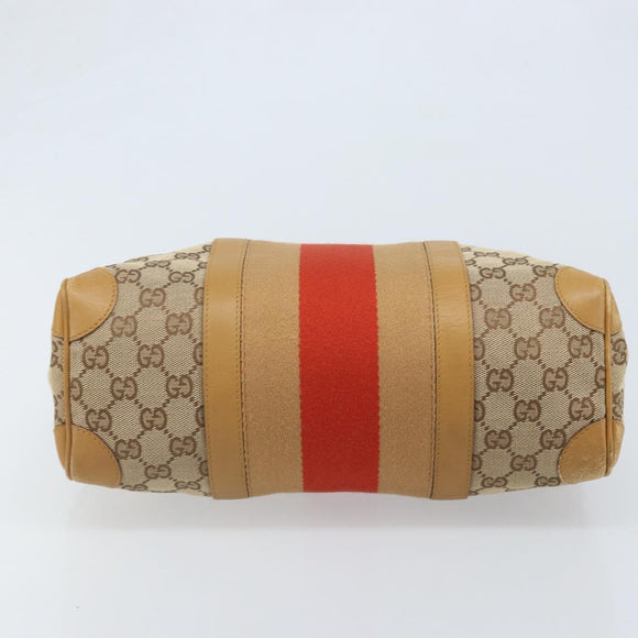 GUCCI GG Canvas Sherry Line Hand Bag Beige Gold 000 0851 Auth BAZ057