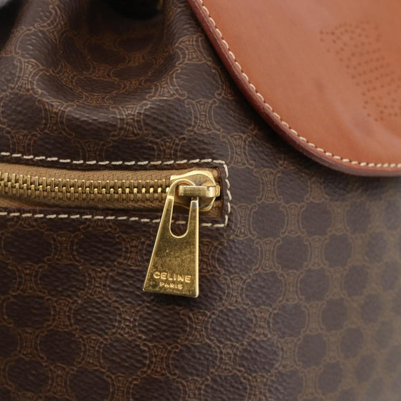 CELINE Macadam Canvas Rucksack PVC-Leder Braun Gold Auth BAZ067A