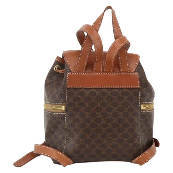 CELINE Macadam Canvas Rucksack PVC-Leder Braun Gold Auth BAZ067A