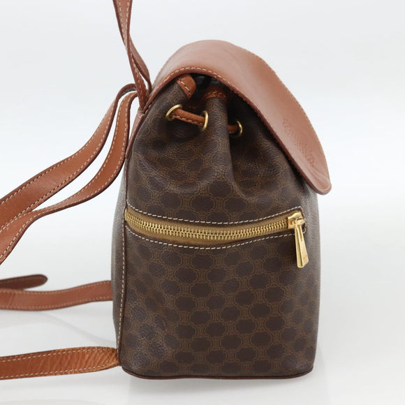 CELINE Macadam Canvas Rucksack PVC-Leder Braun Gold Auth BAZ067A