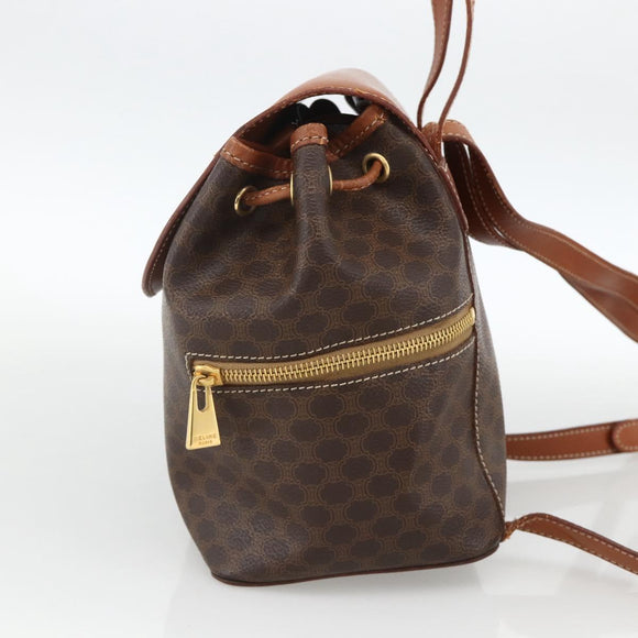 CELINE Macadam Canvas Rucksack PVC-Leder Braun Gold Auth BAZ067A