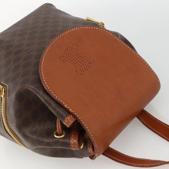 CELINE Macadam Canvas Rucksack PVC-Leder Braun Gold Auth BAZ067A