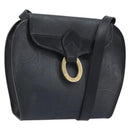 Christian Dior Trotter Canvas Shoulder Bag PVC Black Gold Auth BAZ068A-1