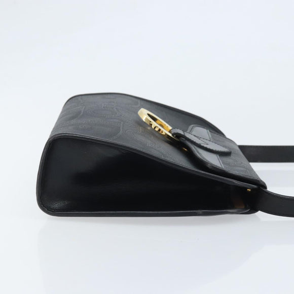 Christian Dior Trotter Canvas Shoulder Bag PVC Black Gold Auth BAZ068A