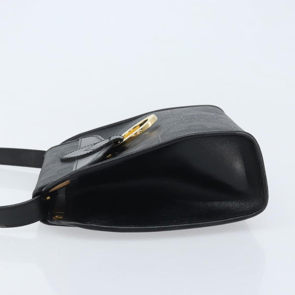 Christian Dior Trotter Canvas Shoulder Bag PVC Black Gold Auth BAZ068A