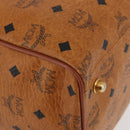MCM Vicetos Logogram Boston Bag PVC Leather Brown Gold Auth BAZ070A-10