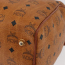 MCM Vicetos Logogram Boston Bag PVC Leather Brown Gold Auth BAZ070A-13