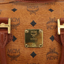 MCM Vicetos Logogram Boston Bag PVC Leather Brown Gold Auth BAZ070A-15