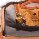 MCM Vicetos Logogram Boston Bag PVC Leather Brown Gold Auth BAZ070A-17