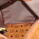 MCM Vicetos Logogram Boston Bag PVC Leather Brown Gold Auth BAZ070A-19