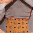 MCM Vicetos Logogram Boston Bag PVC Leather Brown Gold Auth BAZ070A-20