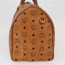 MCM Vicetos Logogram Boston Bag PVC Leather Brown Gold Auth BAZ070A-4